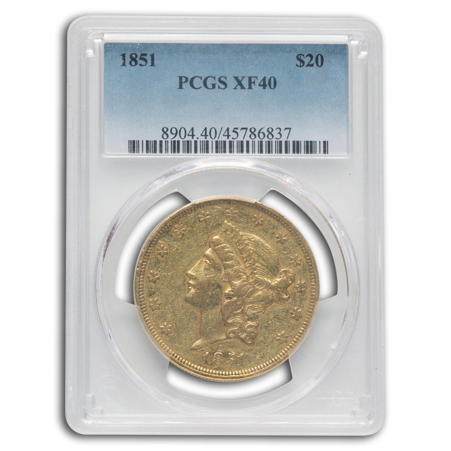 1851 $20 Liberty Gold Double Eagle XF-40 PCGS