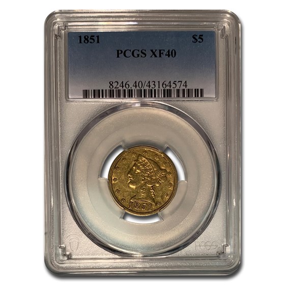 1851 $5 Liberty Gold Half Eagle XF-40 PCGS 1851 $5 Liberty Gold Half Eagle XF-40 PCGS