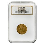 1851 $5 Liberty Gold Half Eagle XF-45 NGC