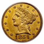 1851 $5 Liberty Gold Half Eagle XF-45 PCGS