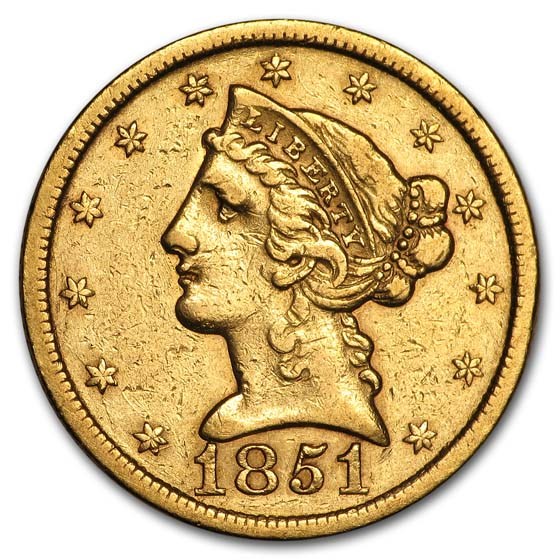 1851 $5 Liberty Gold Half Eagle XF 1851 $5 Liberty Gold Half Eagle XF