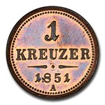 1851-A Austria Kreuzer PR-66 PCGS (Red/Brown)