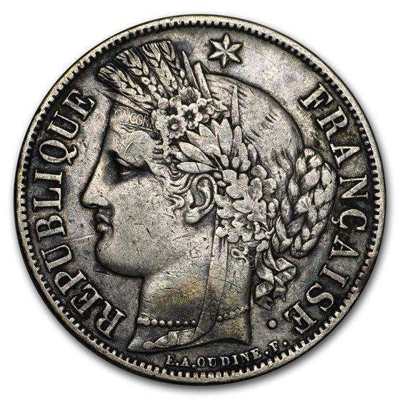 1851-A France Silver 5 Francs XF 1851-A France Silver 5 Francs XF
