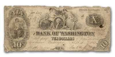 1851 Bank of Washington, NC $10 NC-85 Good 1851 Bank of Washington, NC $10 NC-85 Good