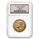 1851 Brazil Gold 20,000 Reis Pedro II XF-45 NGC