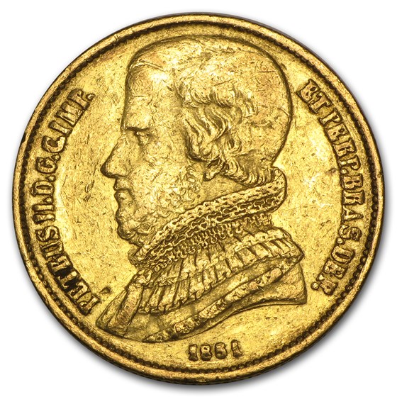 Buy 1851 Brazil Gold 20000 Reis Pedro II (AGW .5286) APMEX