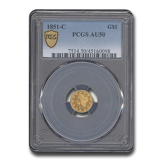 1851-C $1 Liberty Head Gold AU-50 PCGS 1851-C $1 Liberty Head Gold AU-50 PCGS