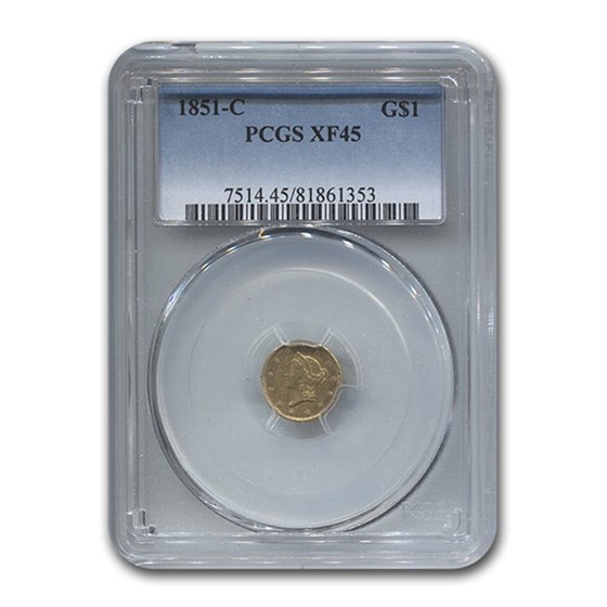 1851-C $1 Liberty Head Gold XF-45 PCGS 1851-C $1 Liberty Head Gold XF-45 PCGS