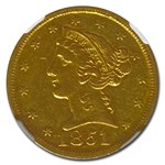 1851-D $5 Liberty Gold Half Eagle AU-53 NGC