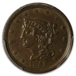 1851 Half Cent AU-50 PCGS (Brown)