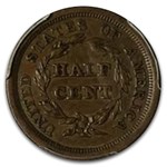 1851 Half Cent AU-50 PCGS (Brown)
