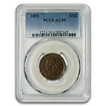 1851 Half Cent AU-50 PCGS (Brown)