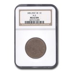1851/INV 18 Large Cent MS-62 NGC (Brown, N-3)