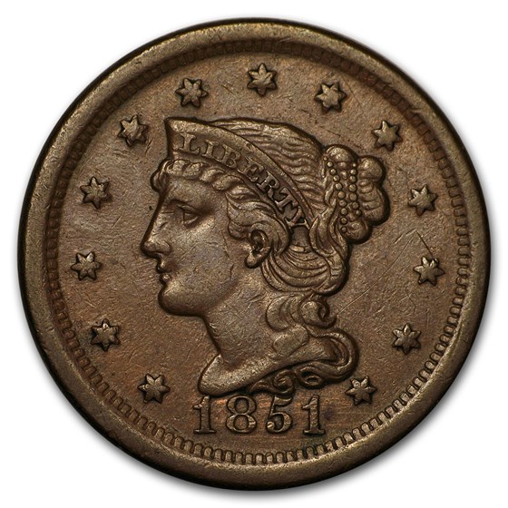 1851 Large Cent AU 1851 Large Cent AU