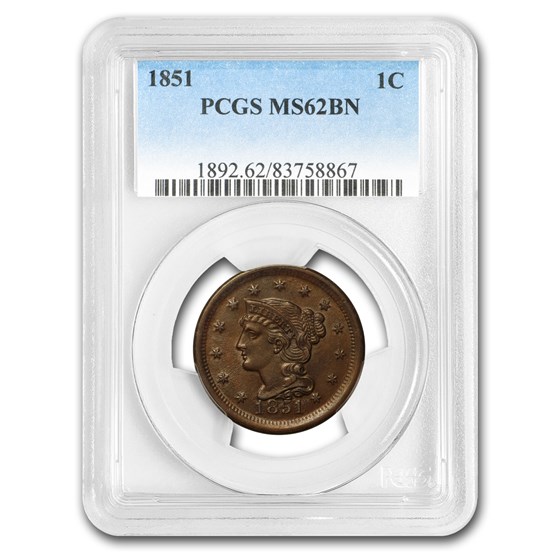1851 Large Cent MS-62 PCGS (Brown) 1851 Large Cent MS-62 PCGS (Brown)