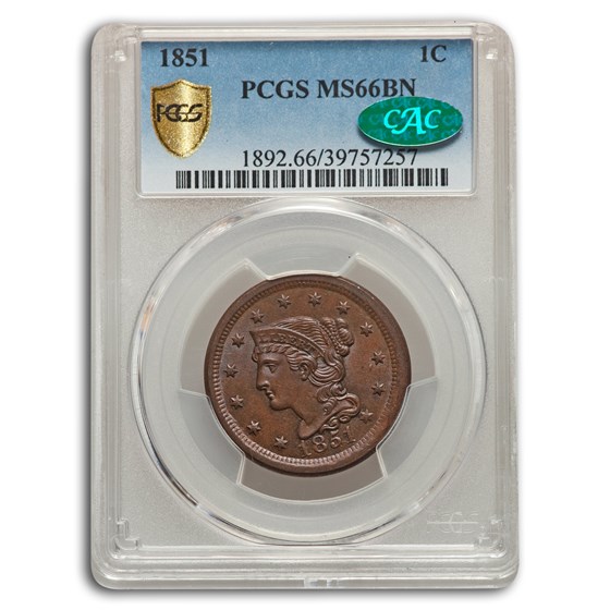 1851 Large Cent MS-66 PCGS CAC (Brown) 1851 Large Cent MS-66 PCGS CAC (Brown)