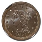 1851 Large Cent MS-67 NGC (Brown, N-10)