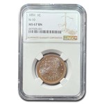1851 Large Cent MS-67 NGC (Brown, N-10)