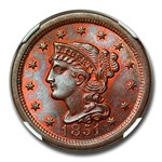 1851 Large Cent MS-67 NGC (Red/Brown)