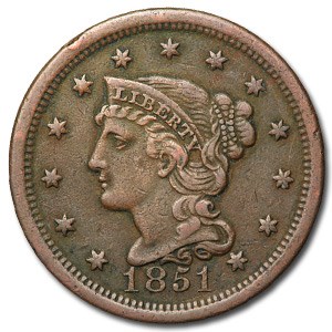 1851 Large Cent VF-35 1851 Large Cent VF-35