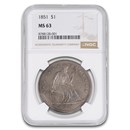 1851 Liberty Seated Dollar MS-63 NGC