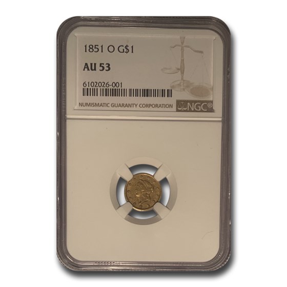 1851-O $1 Liberty Head Gold AU-53 NGC 1851-O $1 Liberty Head Gold AU-53 NGC