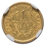 1851-O $1 Liberty Head Gold AU-55 NGC