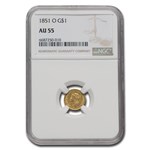 1851-O $1 Liberty Head Gold AU-55 NGC