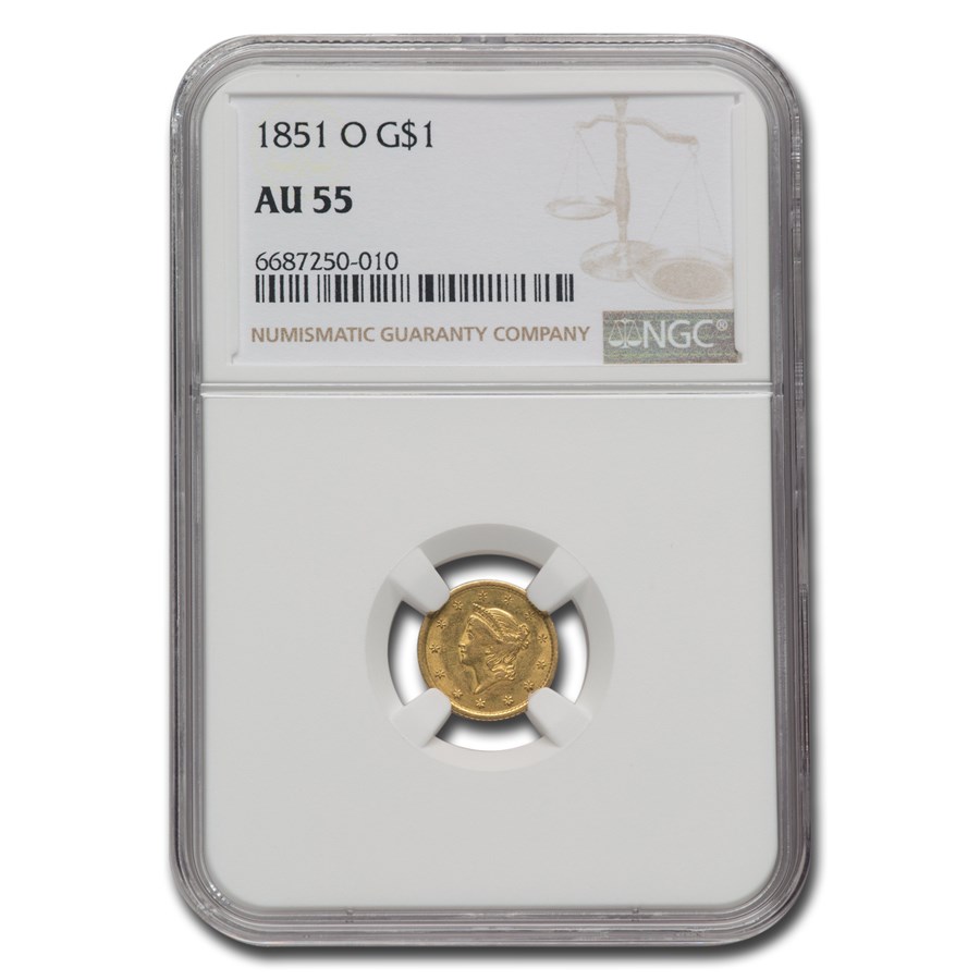 1851-O $1 Liberty Head Gold AU-55 NGC