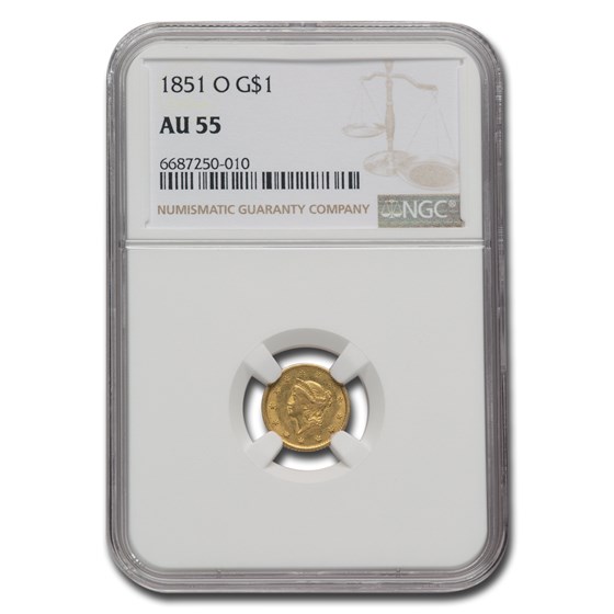 1851-O $1 Liberty Head Gold AU-55 NGC 1851-O $1 Liberty Head Gold AU-55 NGC