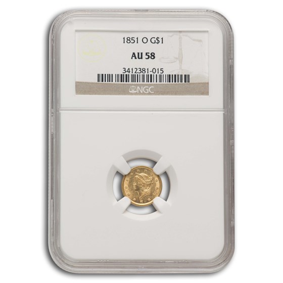 1851-O $1 Liberty Head Gold AU-58 NGC