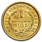 1851-O $1 Liberty Head Gold Dollar AU