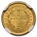 1851-O $1 Liberty Head Gold MS-64 NGC