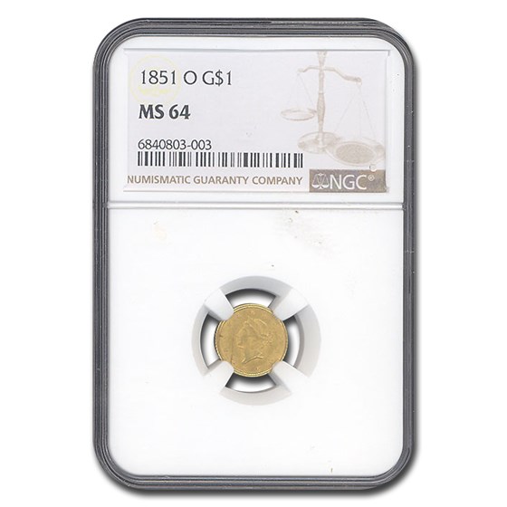 1851-O $1 Liberty Head Gold MS-64 NGC 1851-O $1 Liberty Head Gold MS-64 NGC