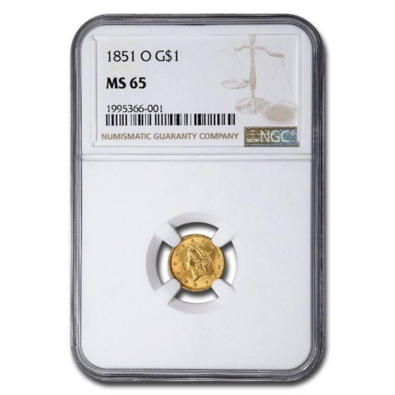 1851-O $1 Liberty Head Gold MS-65 NGC