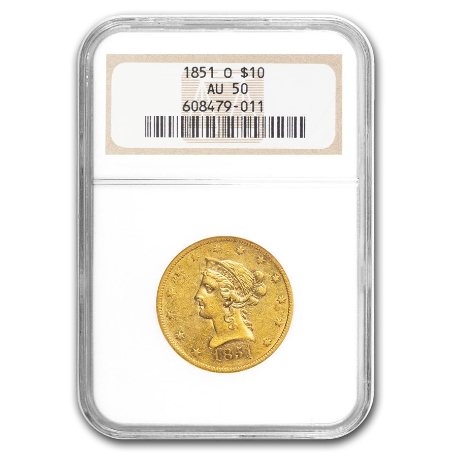 1851-O $10 Liberty Gold Eagle AU-50 NGC