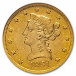 1851-O $10 Liberty Gold Eagle AU-53 NGC