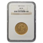 1851-O $10 Liberty Gold Eagle AU-55 NGC