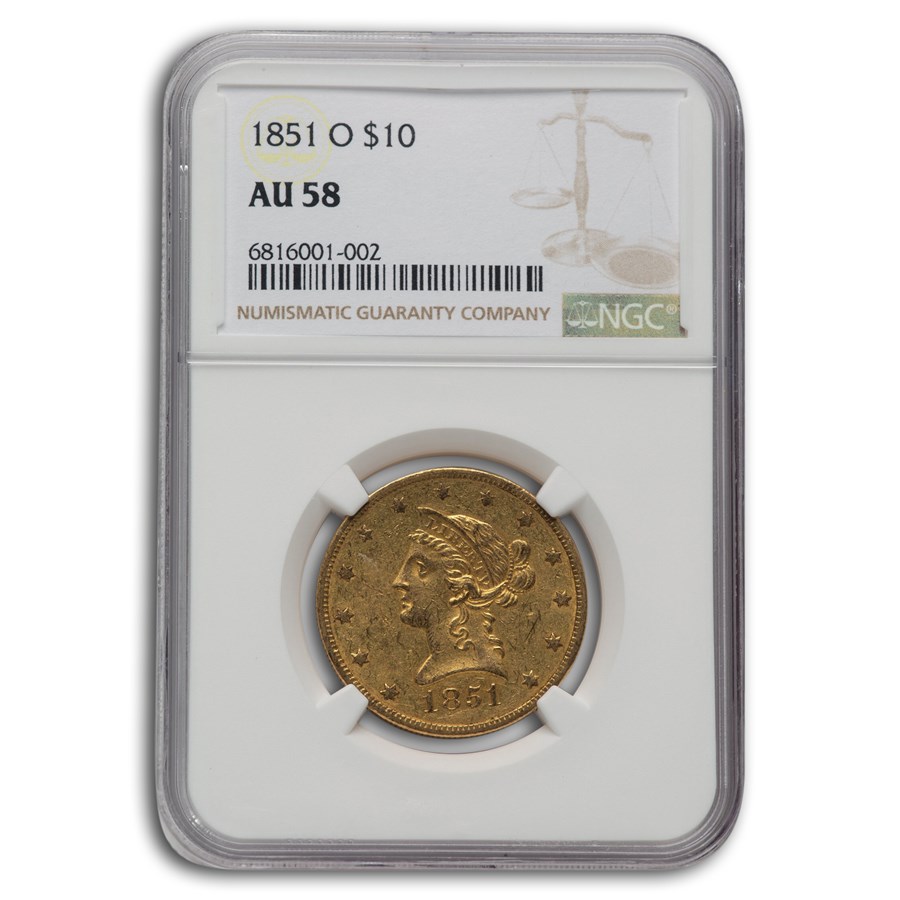 1851-O $10 Liberty Gold Eagle AU-58 NGC
