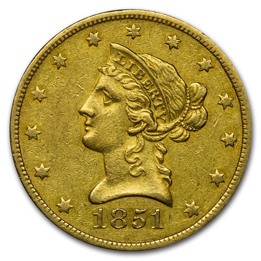 1851-O $10 Liberty Gold Eagle VF Details (Cleaned)