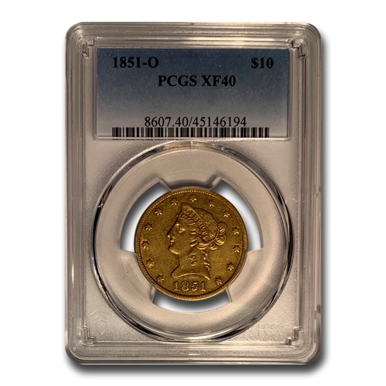 1851-O $10 Liberty Gold Eagle XF-40 PCGS 1851-O $10 Liberty Gold Eagle XF-40 PCGS