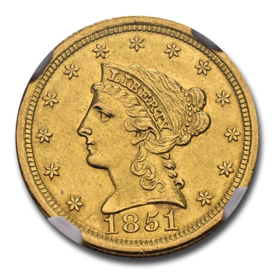1851-O $2.50 Liberty Gold Quarter Eagle AU-58 NGC 1851-O $2.50 Liberty Gold Quarter Eagle AU-58 NGC