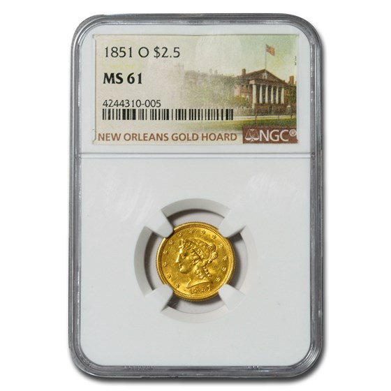 1851-O $2.50 Liberty Gold Quarter Eagle MS-61 NGC 1851-O $2.50 Liberty Gold Quarter Eagle MS-61 NGC