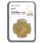 1851-O $20 Liberty Gold Double Eagle AU-53 NGC