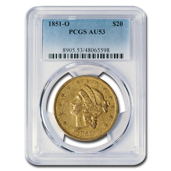 1851-O $20 Liberty Gold Double Eagle AU-53 PCGS 1851-O $20 Liberty Gold Double Eagle AU-53 PCGS