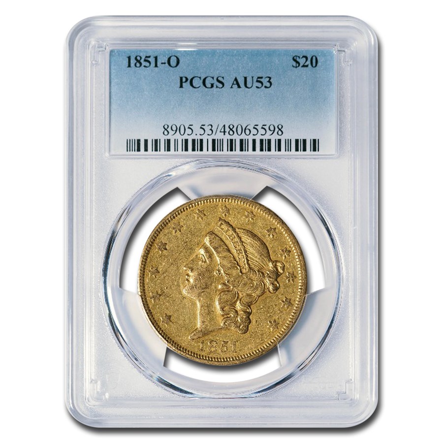 1851-O $20 Liberty Gold Double Eagle AU-53 PCGS