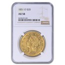 1851-O $20 Liberty Gold Double Eagle AU-58 NGC