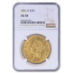 1851-O $20 Liberty Gold Double Eagle AU-58 NGC