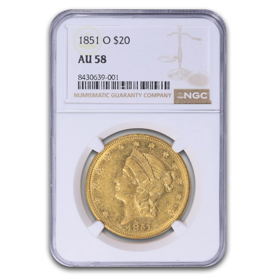 1851-O $20 Liberty Gold Double Eagle AU-58 NGC