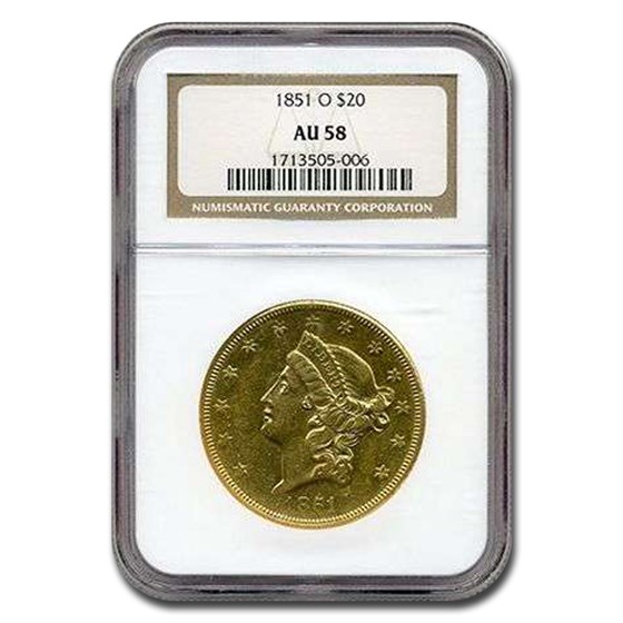 1851-O $20 Liberty Gold Double Eagle AU-58 NGC
